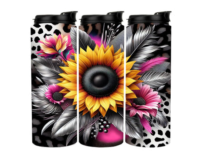 Sunflower Animal Print Floral Themed Custom Sports Tumbler Cup 20 oz