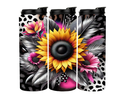 Sunflower Animal Print Floral Themed Custom Sports Tumbler Cup 20 oz