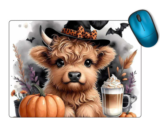 The Cool Mouse Pad Baby Highland Cow Halloween Themed for Computer Laptop Home Office Gaming Working Desk Desktop Accessories Non-Slip Rubber Mouse Pad