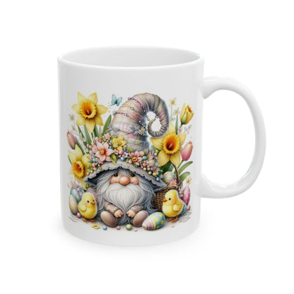 Easter Gnome Ceramic Coffee Mug, Easter Gift, Flower Mug, Cute Chick Design, Coffee Cup, Seasonal Decor