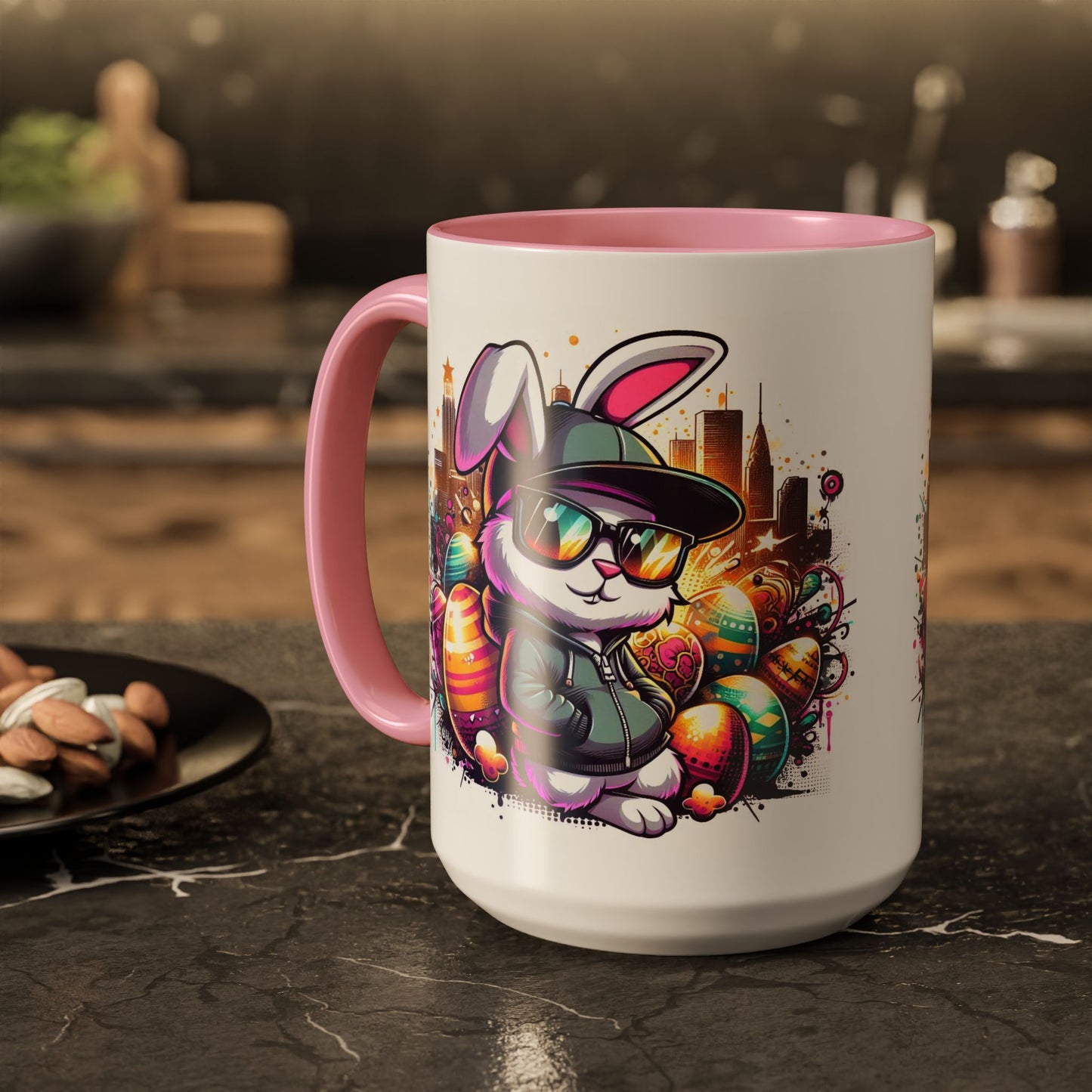 Colorful Easter Bunny Ceramic Coffee Mug – 15oz Large Cup for Coffee, Tea & Cocoa – Cute Spring Gift for Kids & Adults