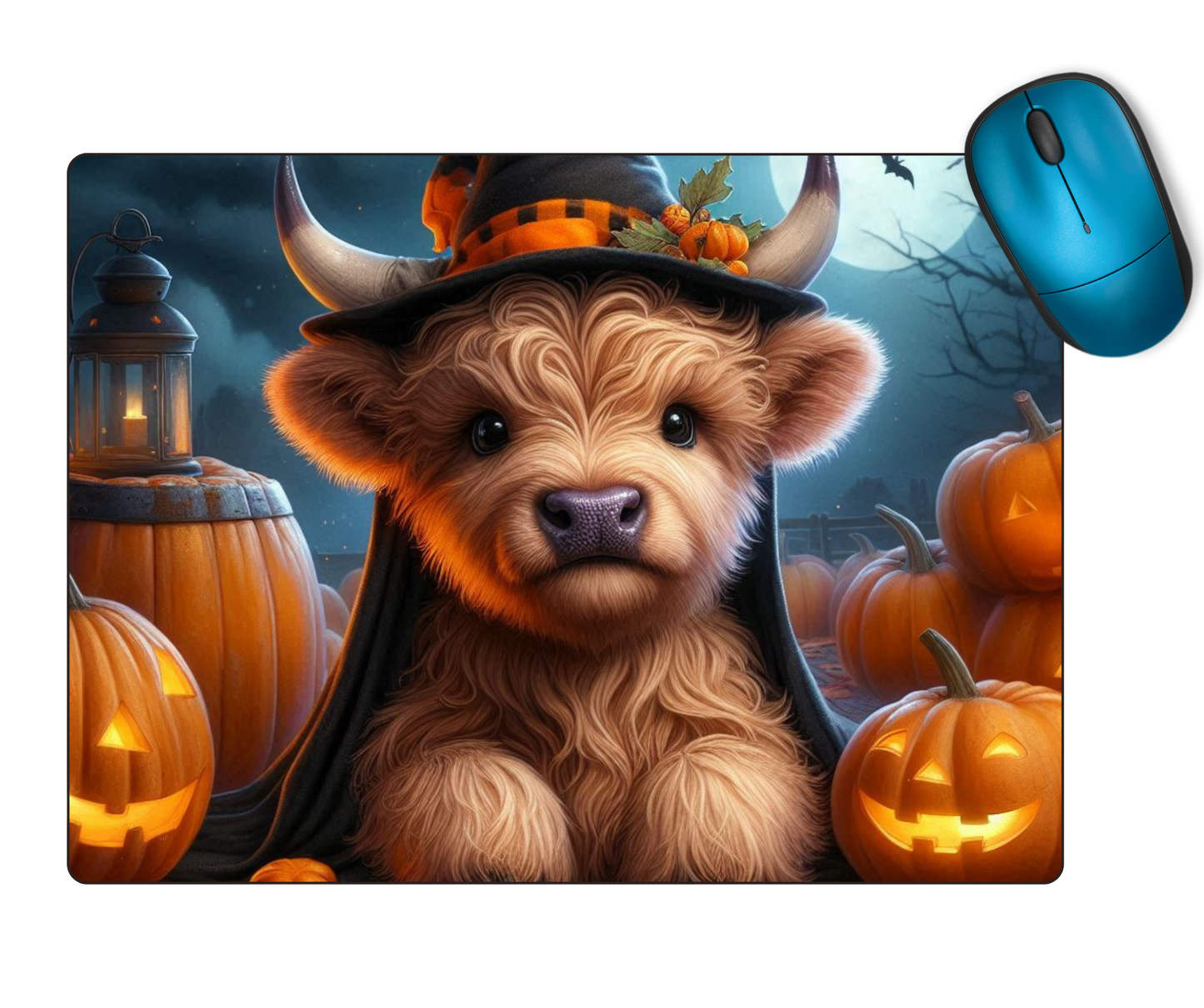 The Cool Mouse Pad Baby Highland Cow Halloween Themed for Computer Laptop Home Office Gaming Working Desk Desktop Accessories Non-Slip Rubber Mouse Pad