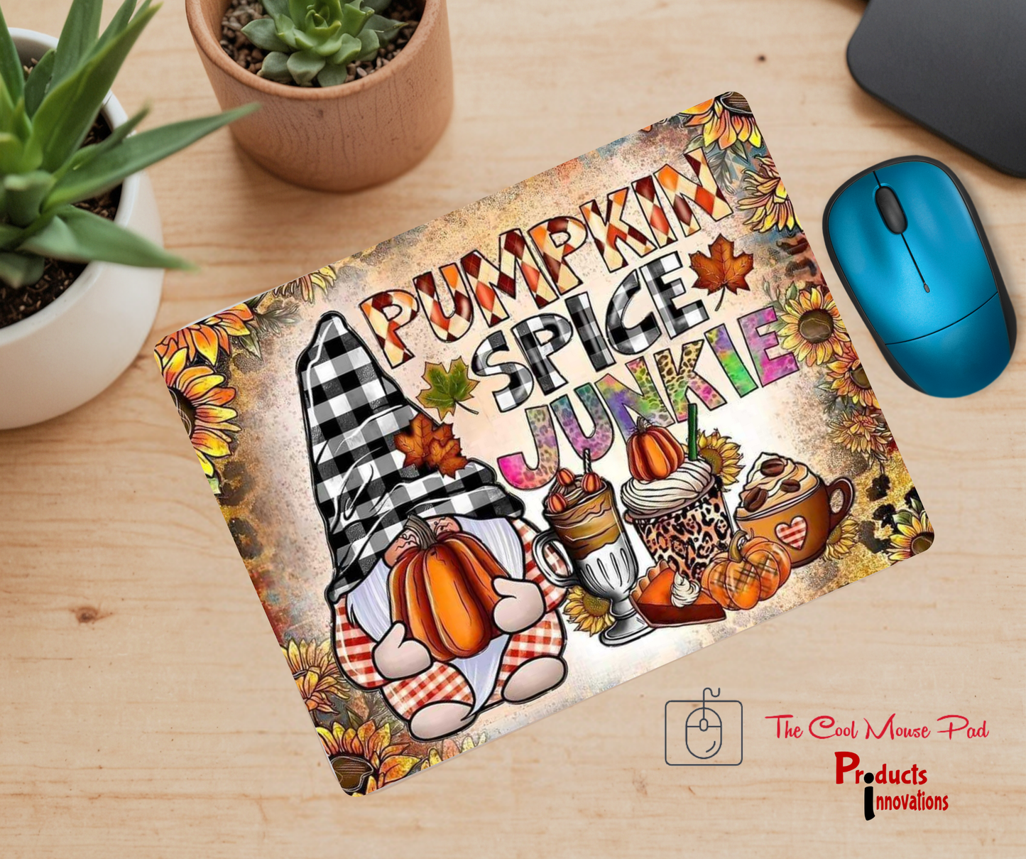 The Cool Mouse Pad Pumpkin Spice Junkie Themed for Computer Laptop Home Office Gaming Working Desk Desktop Accessories Non-Slip Rubber Mouse Pad