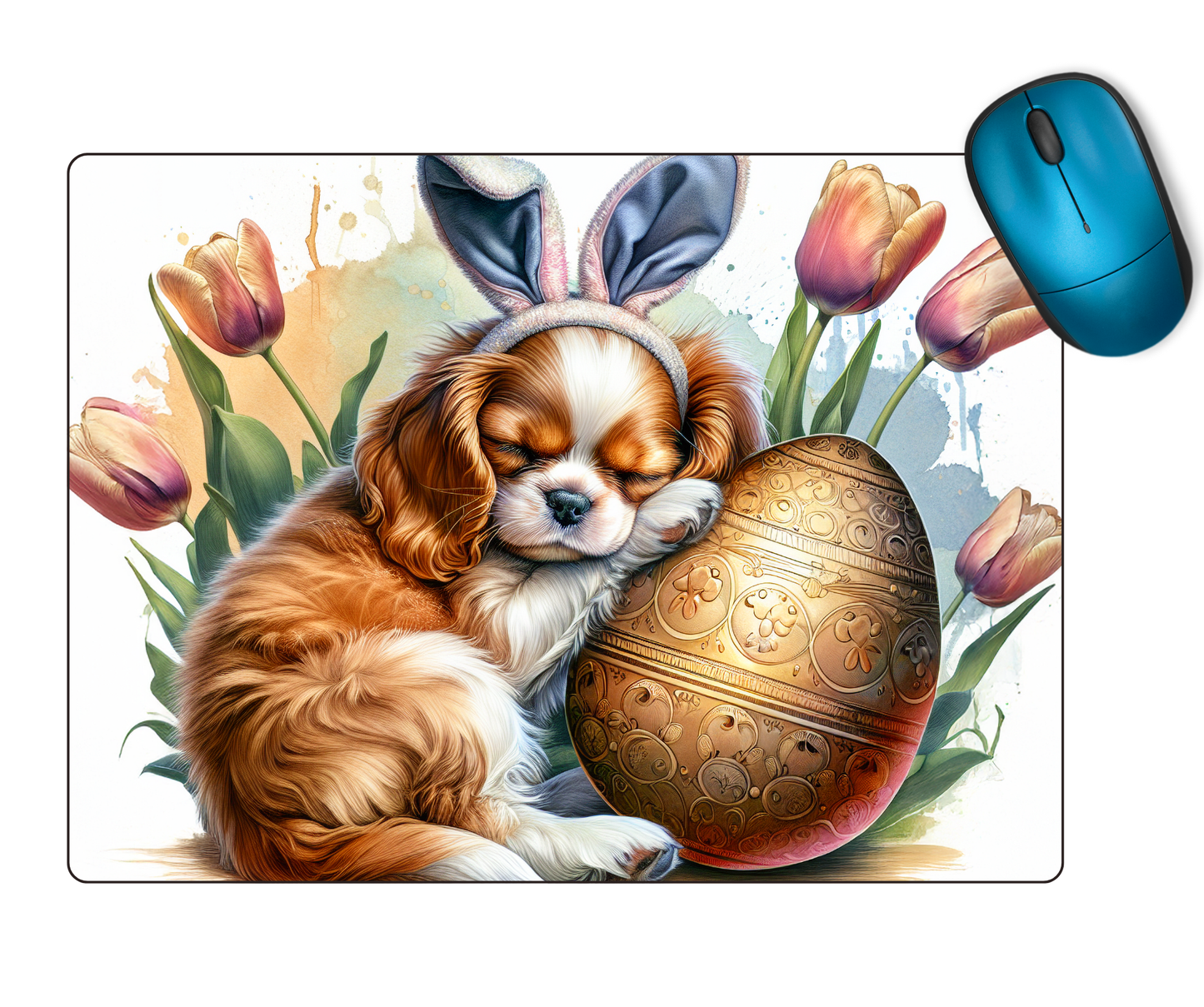 The Cool Mouse Pad Easter Bunny Puppy Design Themed for Computer Laptop Home Office Gaming Working Desk Desktop Accessories Non-Slip Rubber Mouse Pad