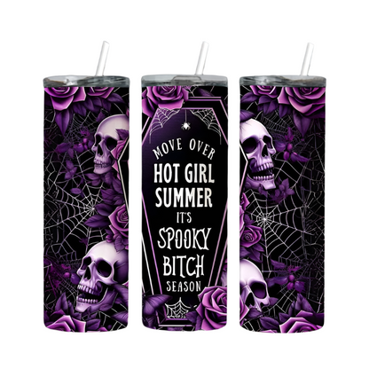 Personalized Move Over Hot Girl Summer Its Spooky Bitch Season Halloween Tumbler 20 oz Skinny Tumbler With Lid and Straw